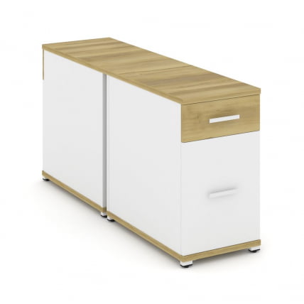 Тумба двухсторонняя опорная приставная с ящиком и распашным фасадом CОНCЕПТ CН.ДТГО-005 Б/В Дуб Винченцо Белый бриллиант Белый / CONCEPT CN.DTGO-005 B/W_0