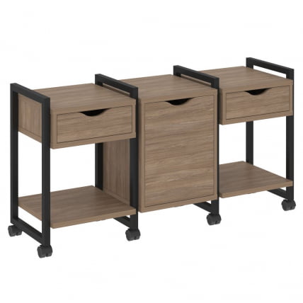 Тумба на колесных опорах наборная. Вариант №6 ЛОФТ ВР.Л-ТН-6.К Металл черный Дуб Аризона / LOFT VR.L-TN-6.K_0