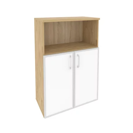 Шкаф средний широкий ОНИКС О.СТ-2.2Р вхите Тиквуд Светлый / ONIX O.ST-2.2R white_0