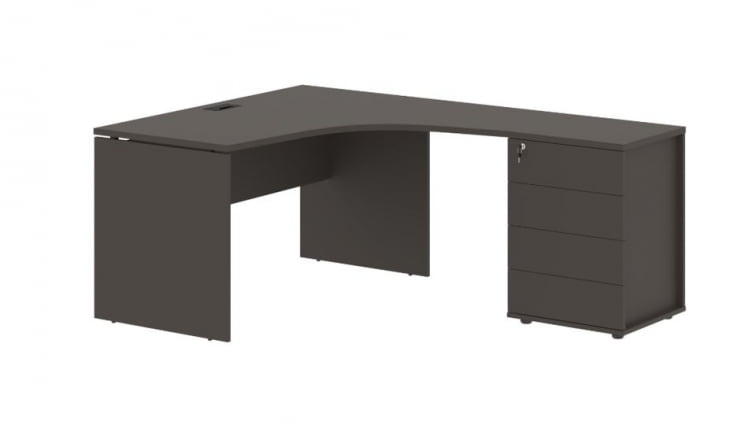 Стол эргономичный с тумбой правый ЕДИС ЕДCЕТ 1518 Р Мокко Черный / EDIS EDCET R_0