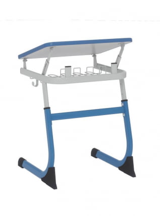 Парта одноместная регулируемая по высоте СМАРТЙ 600х500 с углом наклона столешницы и антивандальной полиуретановой кромкой (рост 5-7) Серый/Серый / SMARTY_0