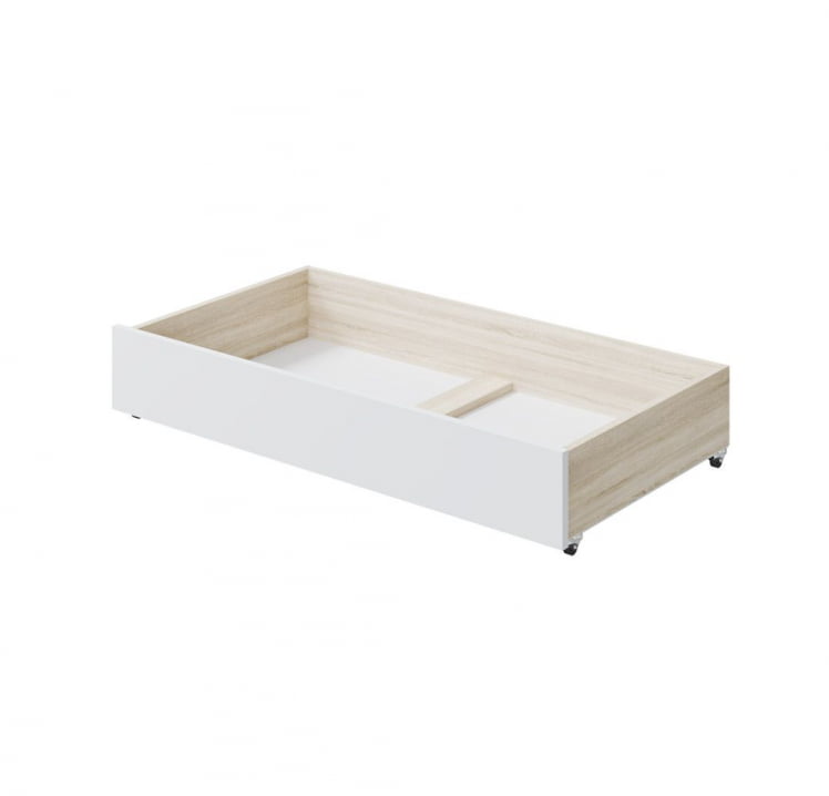 Кровать Лори 1400*2000 мм, с ортопедическим основанием и ящиками, дуб сонома светлый/белый_2