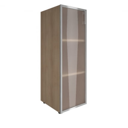 Шкаф книжный средний со стеклом в раме без топа ЙАЛТА ЛТ-СУ 2.4Р Снежная Платина / YALTA LT-SU 2.4R_0