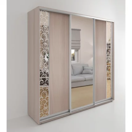 Шкаф-купе 3-х дверный Акцент-Вера ДС 2100х600 Ясень шимо светлый_0