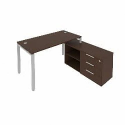 Рабочая станция на П-образном м/к с опорной тумбой правая Метал Сйстем Б.РС-СТС-2.3 Пр Венге/Серый / Metal System_0