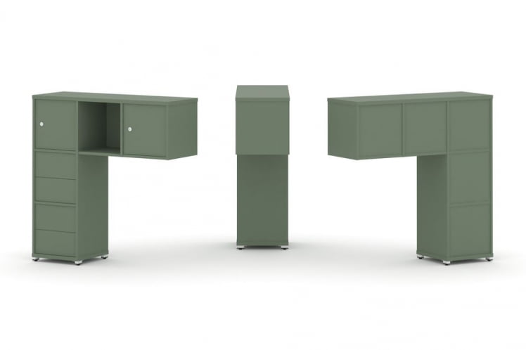 Надставка на стол низкая односторонняя + задняя стенка (5шт.) + блок с 2-мя ящиками (2шт.) + распашной фасад (2 шт.) CОНCЕПТ CН.ОНН-004 Кобо Белый металл / CONCEPT CN.ONN-004_0