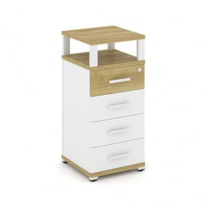 Тумба приставная с 4-мя ящиками и надставкой CОНCЕПТ CН.ТУО-003 Б/В Дуб Винченцо Белый бриллиант Белый / CONCEPT CN.TUO-003 B/W_0