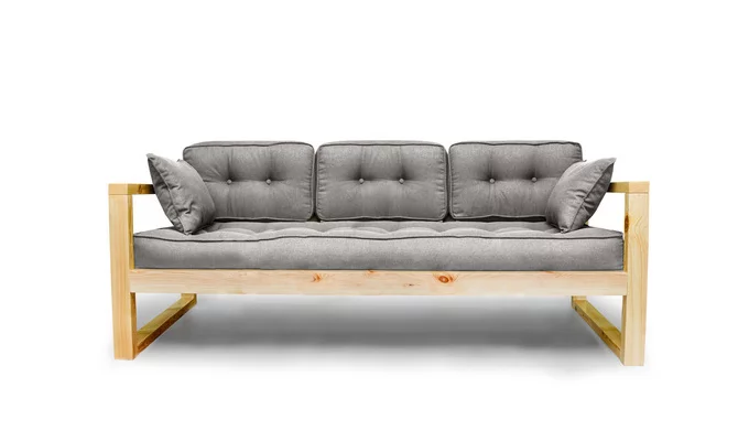 Диван трехместный ДЕмоку Д-3 серебристо-серый_натуральный / DEmoku_1