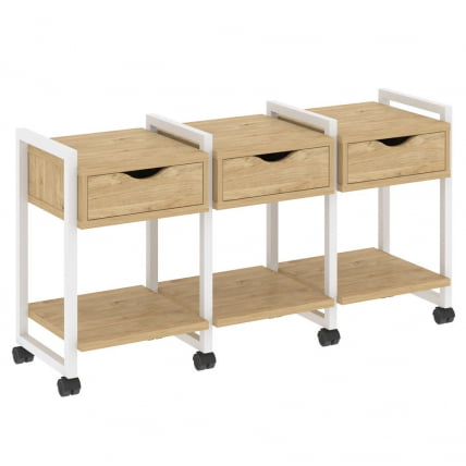 Тумба на колесных опорах наборная. Вариант №4 ЛОФТ ВР.Л-ТН-4.К Металл белый Тиквуд светлый / LOFT VR.L-TN-4.K_0