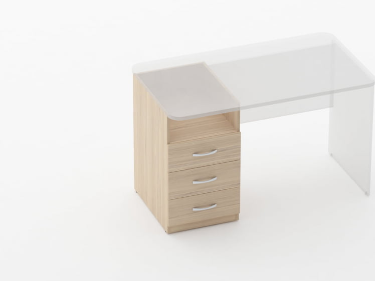 Тумба встраиваемая в стол на 3 ящика с нишей Глассй 3.12.12 Венге / Glassy_1