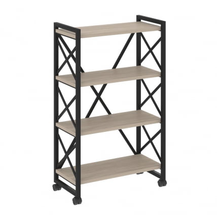 Стеллаж на колесных опорах - 4 полки ЛОФТ  ВР.Л-МСТ.К-4.8 Металл черный Дуб Аттик / LOFT VR.L-MST.K-4.8_0