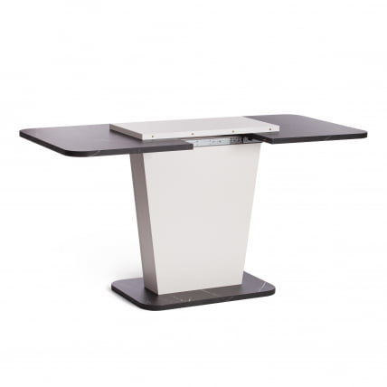 Стол обеденный ГЕНТ ЛДСП, 110-145кс68,6кс75,5 см, Мрамор Блэк Роял/Белый / GENT 110-145x68,6x75,5_5