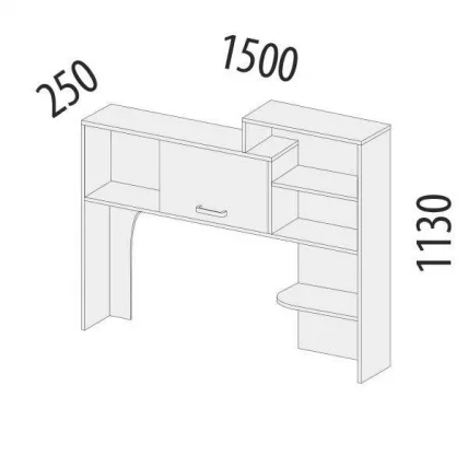 Надстройка Эверест 500.25 Дуб Кронберг/Белый шпон/Плаза Стоун_1