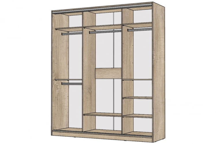 Шкаф-купе 2-х дверный Виктория 1800х584х2300, Дуб сонома светлый 18ДЗДЗ-ПШШШ-Дсс 310-767_1