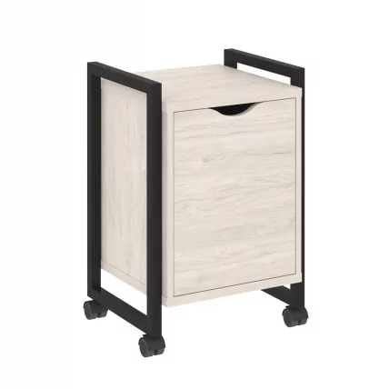 Тумба на колесных опорах с распашным фасадом ЛОФТ ВР.Л-Т2.К Металл черный Денвер светлый / LOFT VR.L-T2.K_0