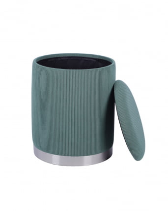 Пуф Эмили с ящиком серебро вельвет зеленый_3