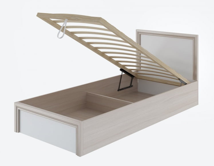 Кровать с подъемным механизмом Модуль №22 Ясень шимо светлый/белый_0