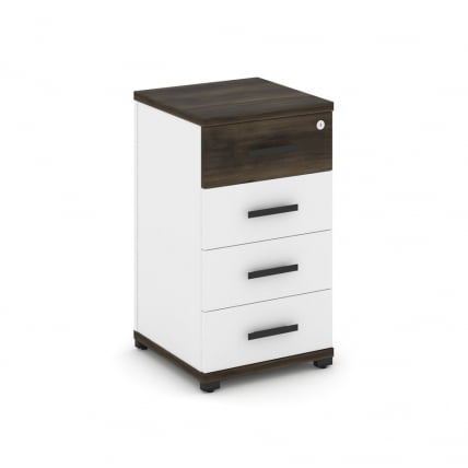 Тумба опорная/приставная с 4 ящиками CОНCЕПТ CН.ТУО-002 Б/В Дуб Мали Белый бриллиант Черный / CONCEPT CN.TUO-002 B/W_0