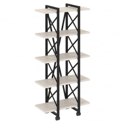 Стеллаж на колесных опорах - 5 полок ЛОФТ ВР.Л-МСТ.К-5.4В Металл черный Денвер светлый / LOFT VR.L-MST.K-5.4V_0