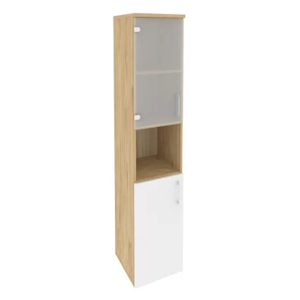 Шкаф высокий узкий левый ОНИКС О.СУ-1.4(Л) Тиквуд Светлый/Белый / ONIX O.SU-1.4(L)_0