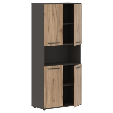 Шкаф с двумя комплектами глухих малых дверей ЕДИС ЕХCС 85.4 Дуб Денвер светлый Мокко Мокко / EDIS EHCS_1