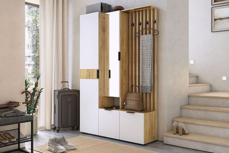 Прихожая Бери МПР-021 Дуб крафт золотой/белое дерево / MPR-021_16