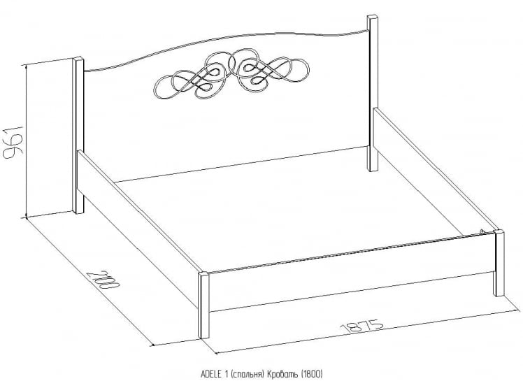 Кровать (1800) АДЕЛЕ 1 Дуб Сонома/Орех шоколадный(спальня) / ADELE_1