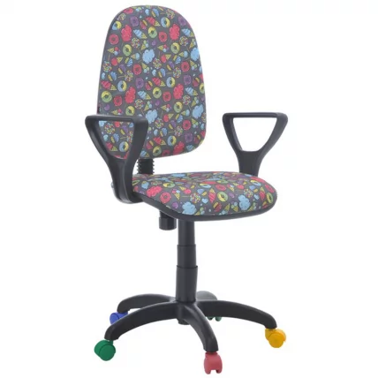 Кресло Престиж КИДС Космос Черный пластик Цветные колеса / KIDS_0