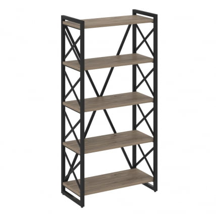 Стеллаж на регулируемых опорах - 5 полок ЛОФТ ВР.Л-МСТ.О-5.8 Металл черный Тиквуд темный / LOFT VR.L-MST.O-5.8_0