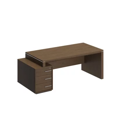 Стол руководителя левый на опорной тумбе малой ВЕЛАР ВЛ 146 ДТ Дуб табачный / VELAR_0