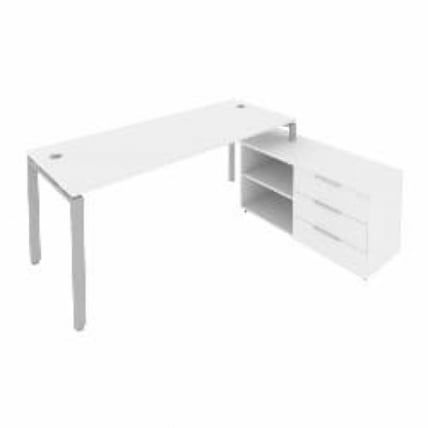 Рабочая станция на П-образном м/к с опорной тумбой правая Метал Сйстем Б.РС-СТС-2.5 Пр Белый/Серый / Metal System_0