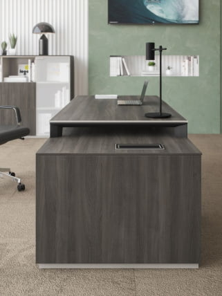 Комплект мебели для кабинета руководителя Атлас №04 Бренсон Трюфель Серый камень Антрацит / Atlas_2
