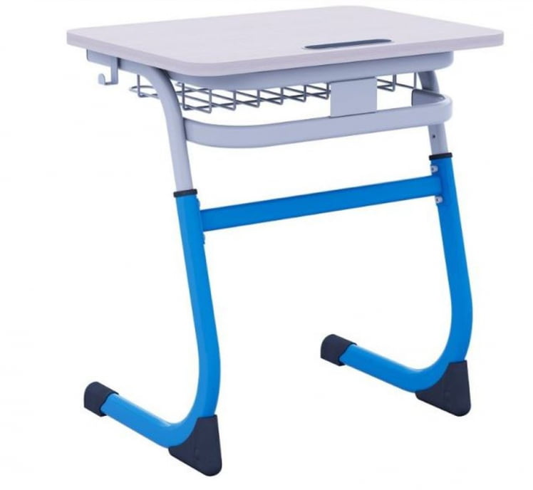 Парта одноместная регулируемая по высоте СМАРТЙ 600х500 с углом наклона столешницы (рост 3-5) Синий/Серый / SMARTY_0
