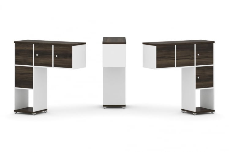 Надставка на стол низкая двухсторонняя + задняя стенка (4 шт.) + распашной фасад (4 шт.) CОНCЕПТ CН.ДНН-002 Дуб Мали Белый бриллиант Белый металл / CONCEPT CN.DNN-002_0