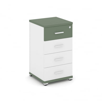 Тумба опорная/приставная с 4 ящиками CОНCЕПТ CН.ТУО-002 Б/В Кобо Белый бриллиант Белый / CONCEPT CN.TUO-002 B/W_0