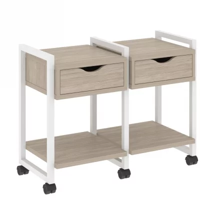 Тумба на колесных опорах наборная. Вариант №1 ЛОФТ ВР.Л-ТН-1.К Металл белый Дуб Аттик / LOFT VR.L-TN-1.K_0
