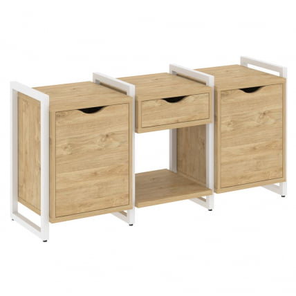 Тумба на регулируемых опорах наборная. Вариант №7 ЛОФТ ВР.Л-ТН-7.О Металл белый Тиквуд светлый / LOFT VR.L-TN-7.O_0