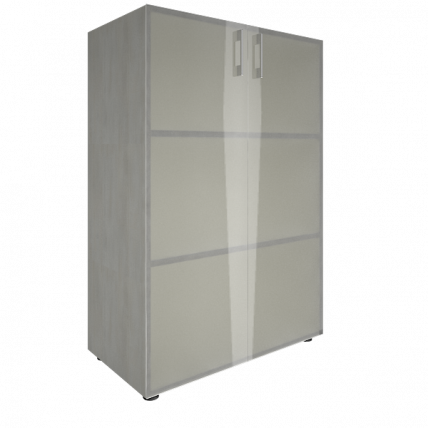 Шкаф книжный средний со стеклом без топа ЙАЛТА ЛТ-СТ 2.4 Снежная Патина / YALTA LT-ST_0