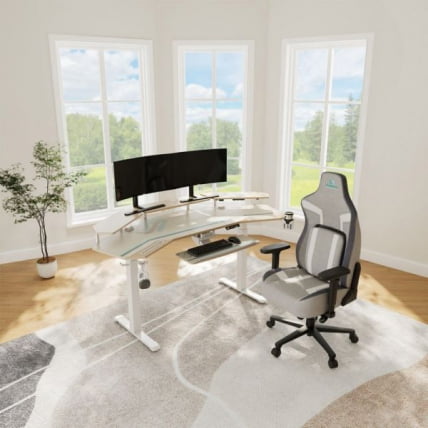 Стол для компьютера (для геймеров) с подставкой под клавиатуру и электрической регулировкой по высоте Еурека ЕРК-ЕД71-МВ / Eureka ERK-ED71-MW_17