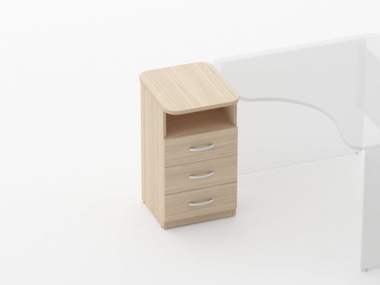 Тумба приставная на 3 ящика с нишей Глассй 3.10.13 Орех / Glassy_1