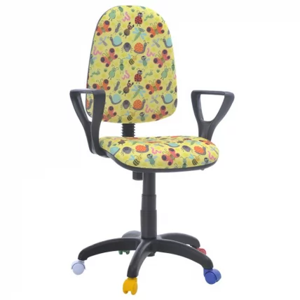 Кресло Престиж КИДС Пчелки Черный пластик Цветные колеса / KIDS_0