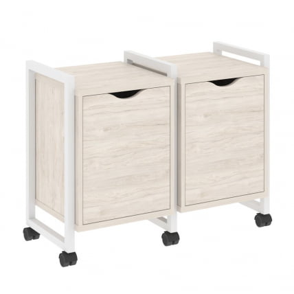 Тумба на колесных опорах наборная. Вариант №2 ЛОФТ ВР.Л-ТН-2.К Металл белый Денвер светлый / LOFT VR.L-TN-2.K_0