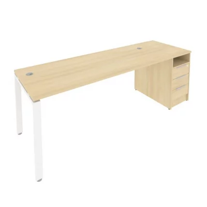 Рабочая станция с опорной тумбой Метал Сйстем Б.РС-СТП -1.5 Акация/Белый / Metal System_0