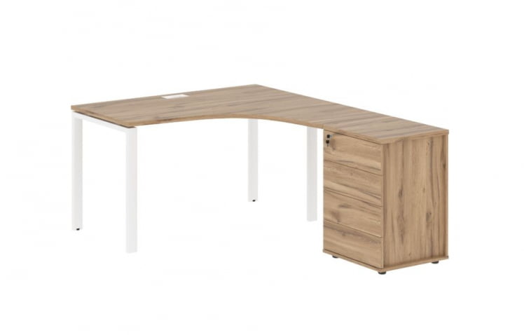Стол эргономичный с тумбой правый ЕДИС ЕУCЕТ 1318 Р Дуб Денвер светлый Белый / EDIS EUCET R_0