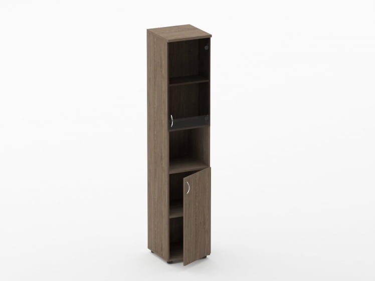 Шкаф высокий со стеклом и нишей Твин 16.16.16Пр Дуб Верцаска / Twin_1