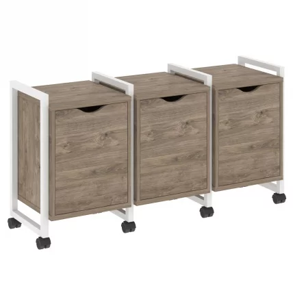 Тумба на колесных опорах наборная. Вариант №5 ЛОФТ ВР.Л-ТН-5.К Металл белый Тиквуд темный / LOFT VR.L-TN-5.K_0