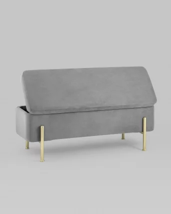 Банкетка с ящиком Болейн голд велюр Серый / gold_5