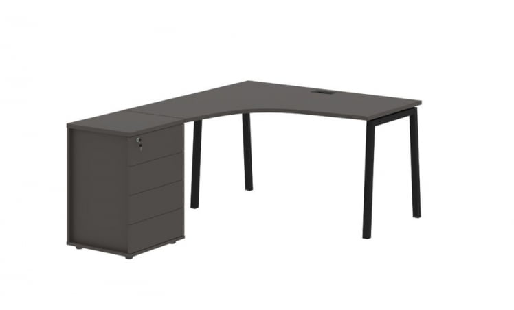 Стол эргономичный с тумбой (левый) ЕДИС ЕЛCЕТ 1318 Л Мокко Черный / EDIS ELCET L_0