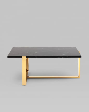 Журнальный столик Тоби 109*66 черный мрамор сталь Золото_5