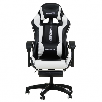 Кресло 1206 КИНГКУЕЕН цвет черный/белый с массажем 1206-блаcк-вхите-масс / KINGQUEEN 1206-black-white-mass_1